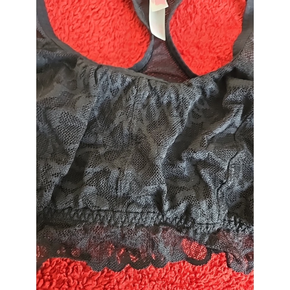 Victoria Secret Pink Bralette Med Black lace Racerback - Picture 6 of 9